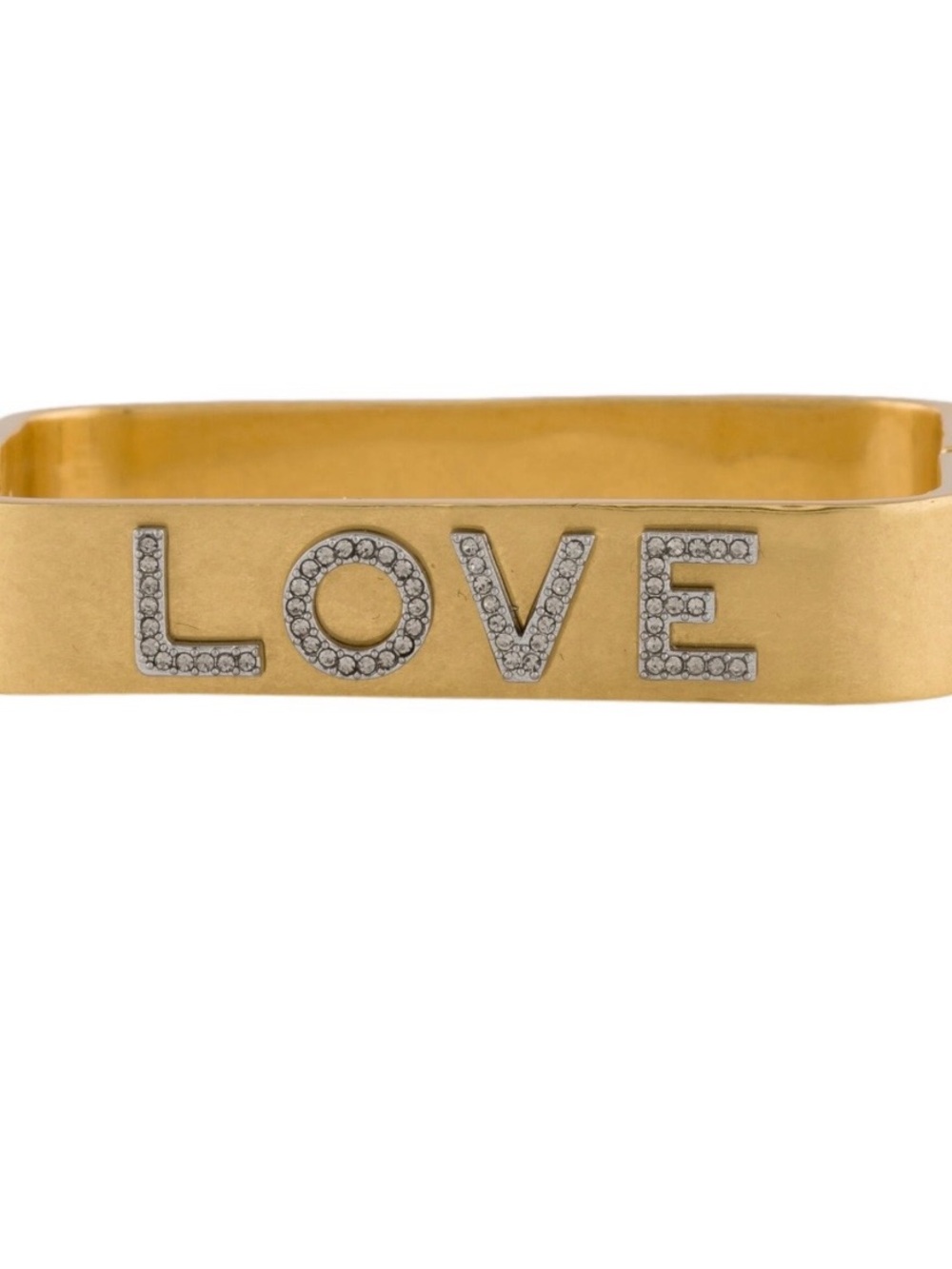 Tory Burch Gold-tone 'LOVE' Crystal Pavé Bangle